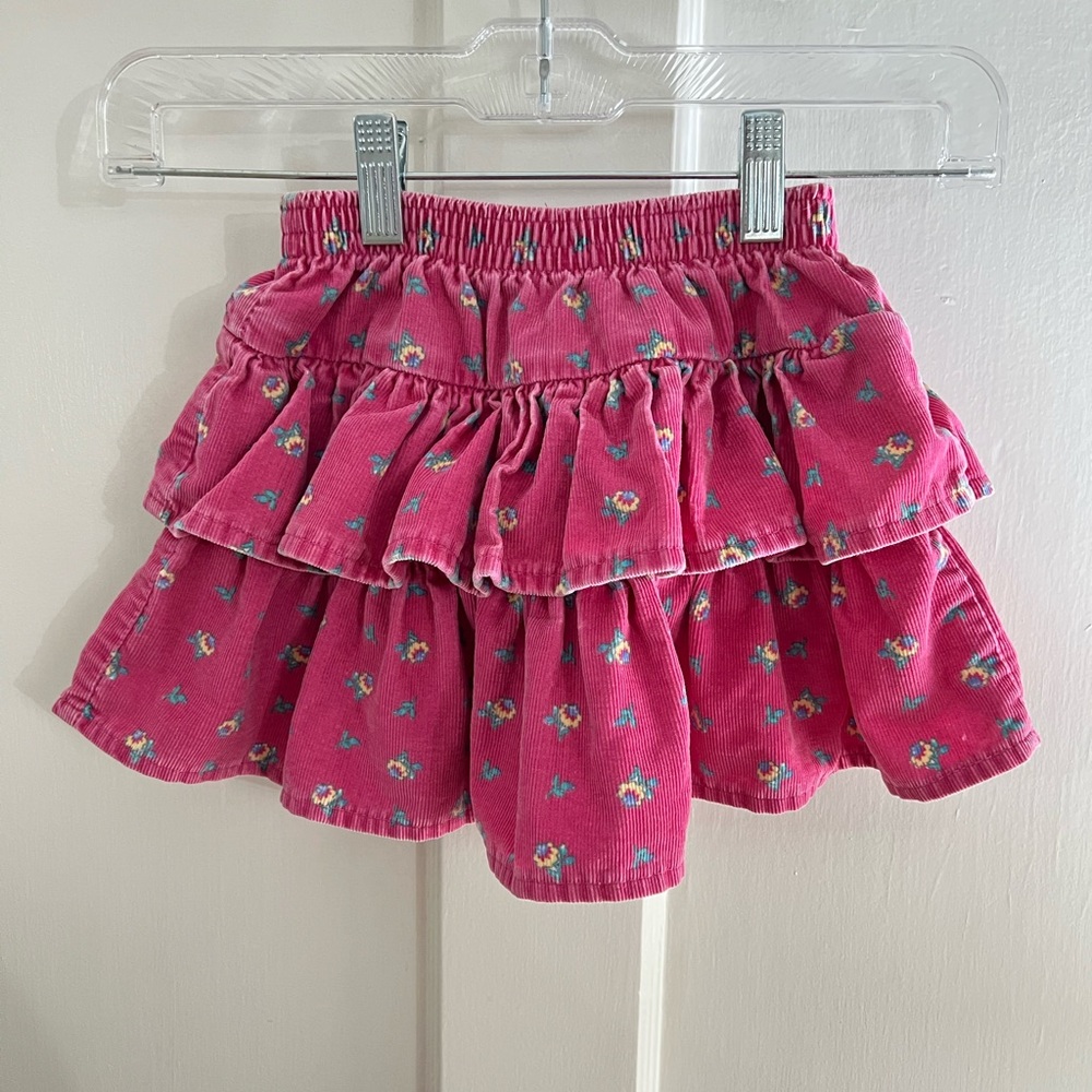 Vintage Oshkosh Bgosh Toddler Girls Pink Ruffle Tiered Skirt Made Usa